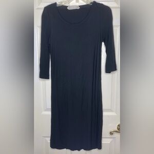 Women BRUNO GRIZZO Black Scoop Neck 3/4 Sleeve LBD dress Sz Medium EUC